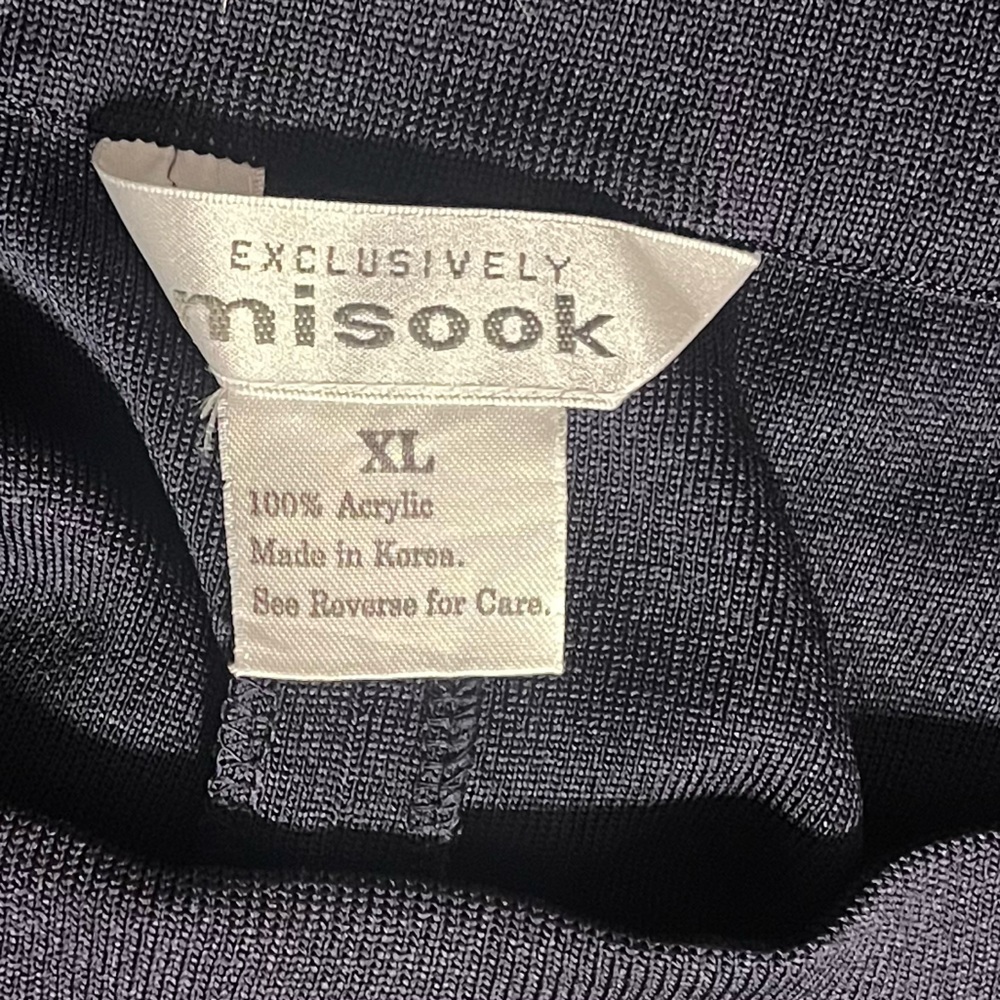 Exclusively Misook Knit Pants Pull On Split Hem Pants Navy w/ Gold Metallic XL - Picture 4 of 5